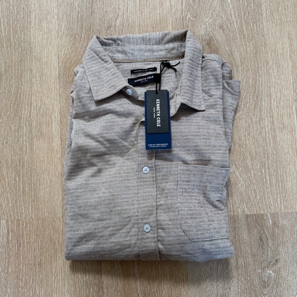 Kenneth Cole Long Sleeve Knit "Gold" Button Down Shirt Men's XL NWT $69 - Picture 3 of 7